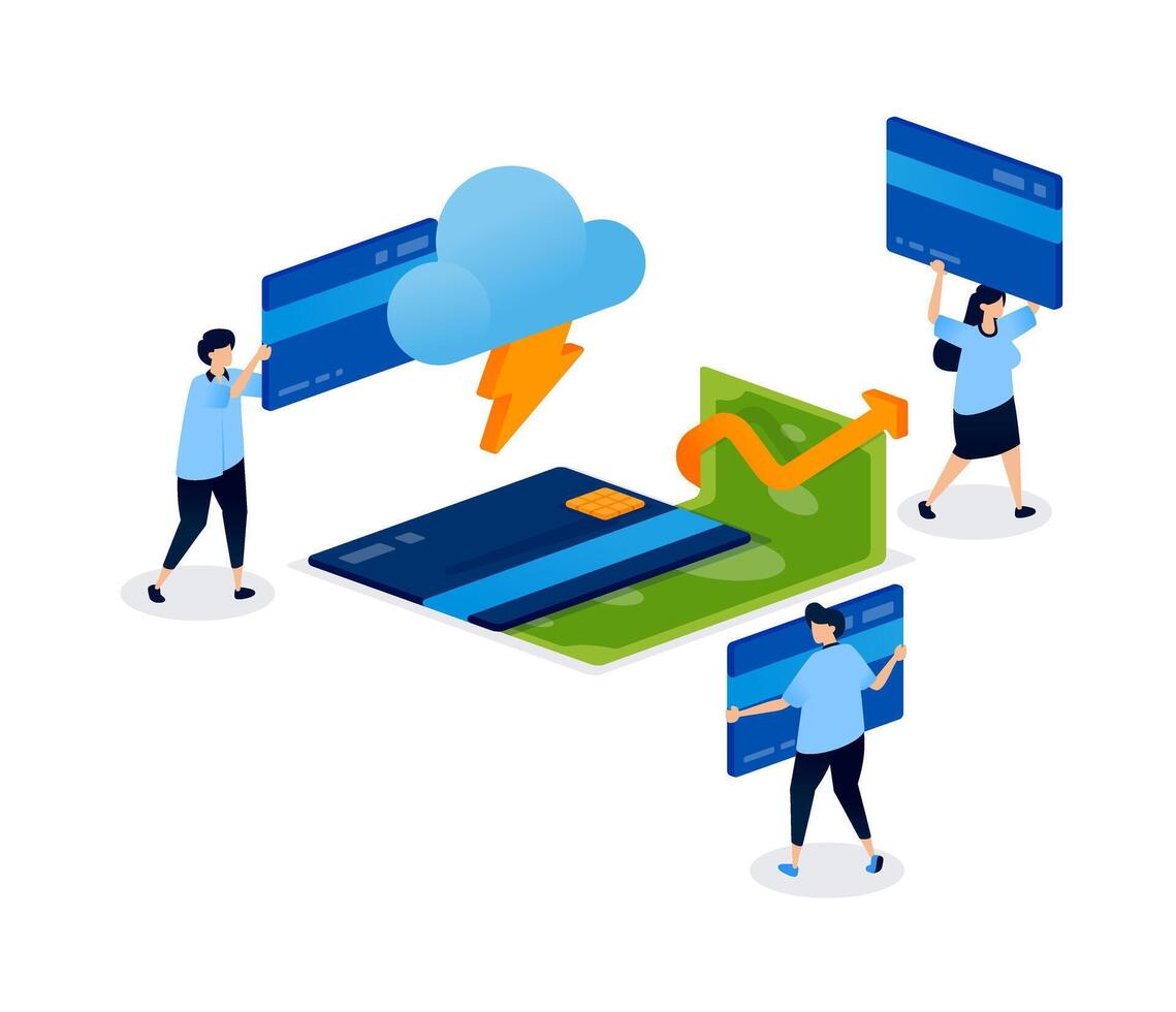 People engaging in digital payment activities vector