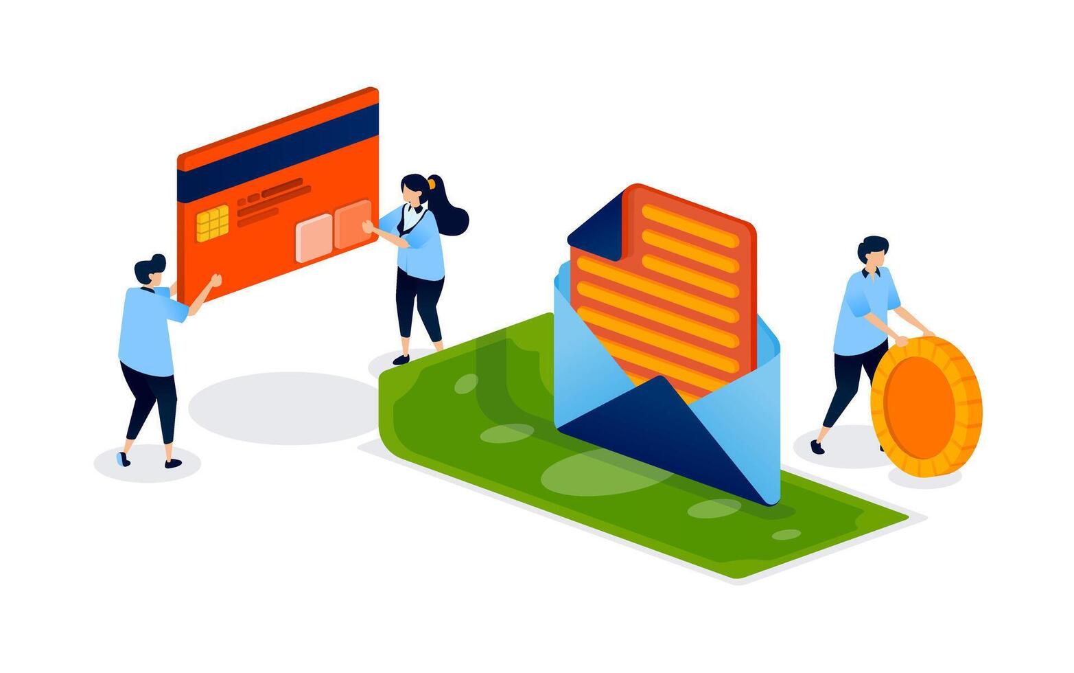 Digital payments and financial transactions illustration vector