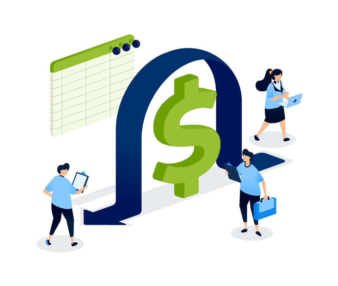 Illustration of financial growth metrics vector