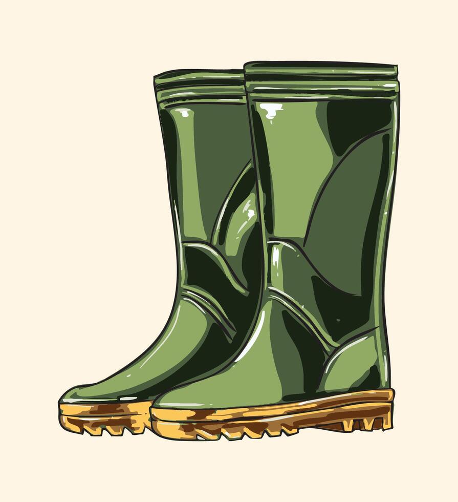 Cottagecore Garden Boots Illustration vector