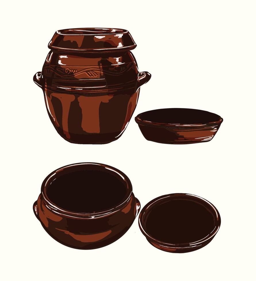 Korean Onggi Clay Jar Set vector