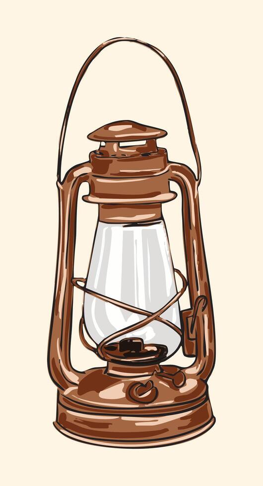 Vintage Rustic Lantern Illustration vector
