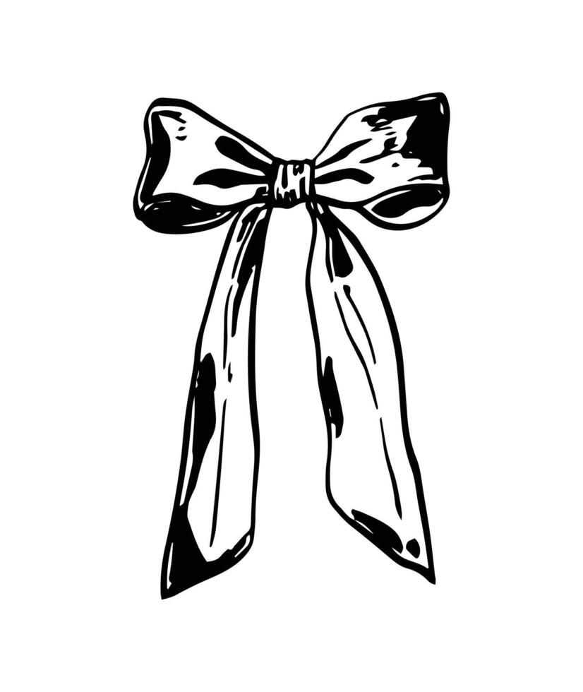 Hand drawn sketch of bow coquette vintage vector