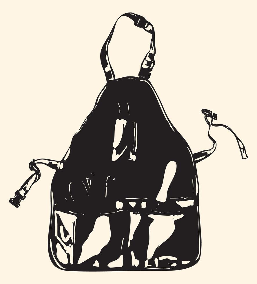 Cottagecore Apron Illustration Black and White vector