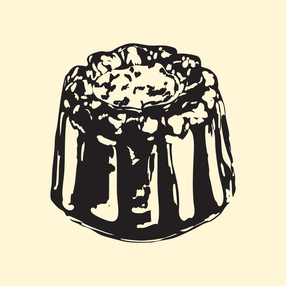 Vintage French Canele Pastry Illustration vector