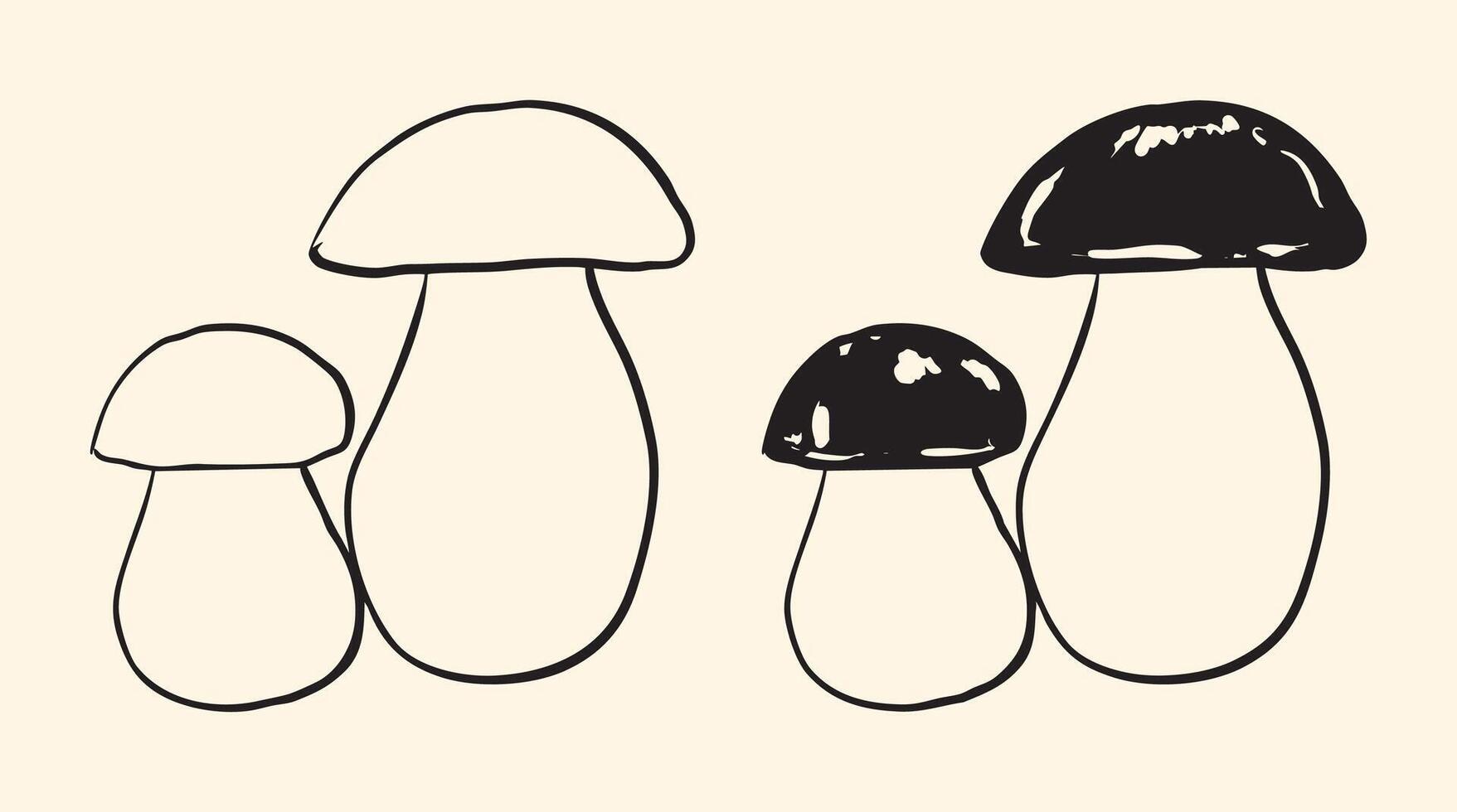 Vintage Black Porcini Mushroom Illustration vector