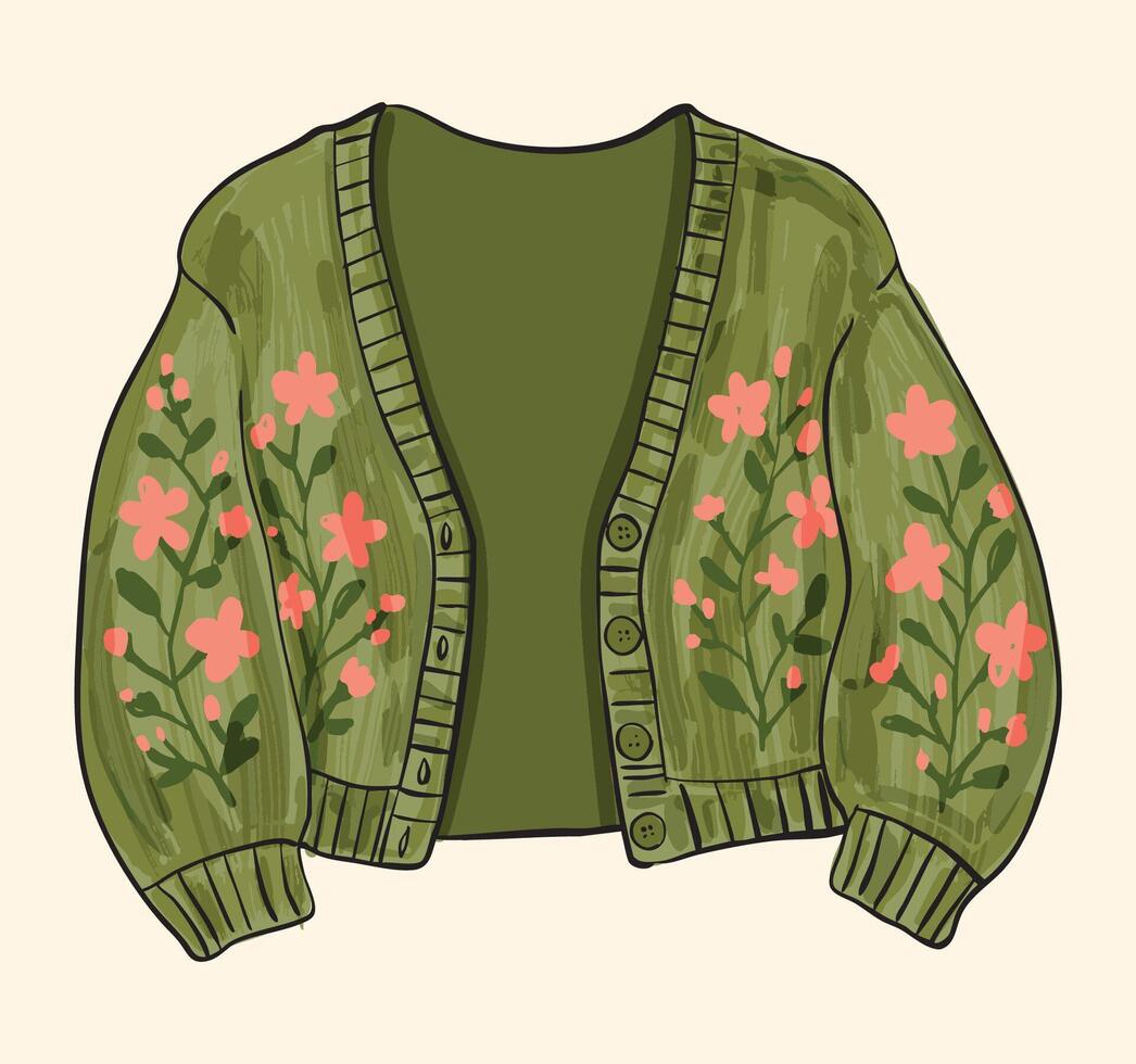 Cottagecore Knitted Cardigan Jacket vector