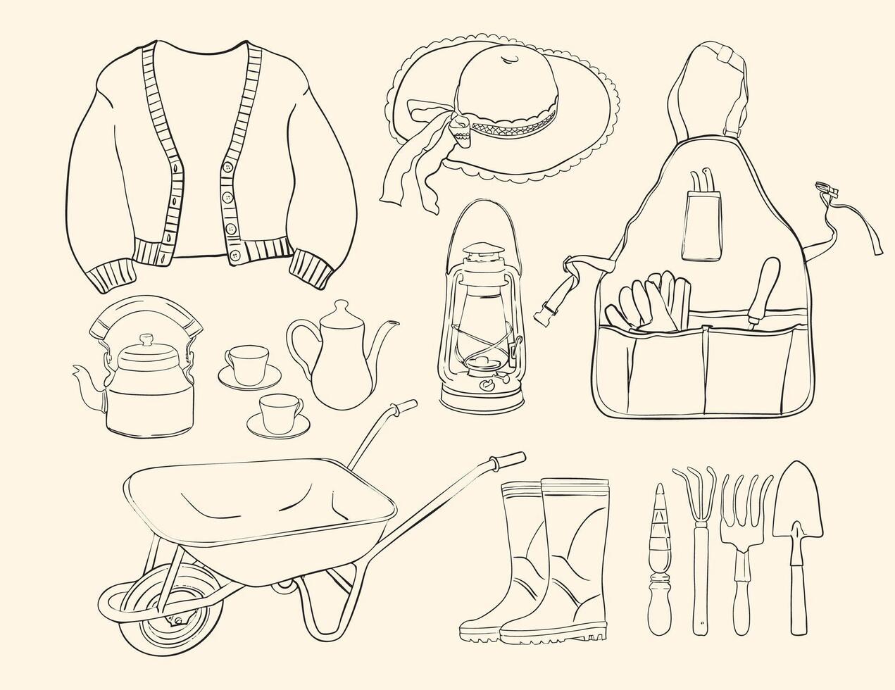 Cottagecore Garden Set Illustration vector