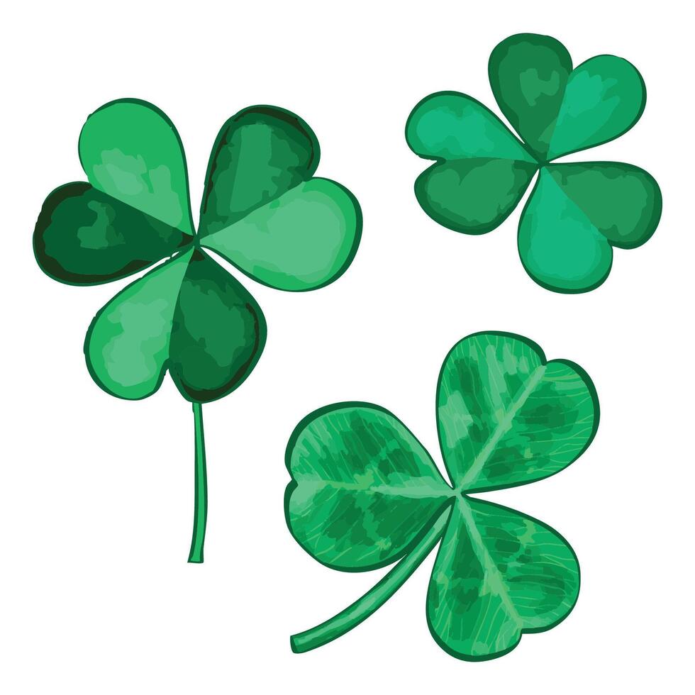 Lucky Shamrock Watercolor Set vector
