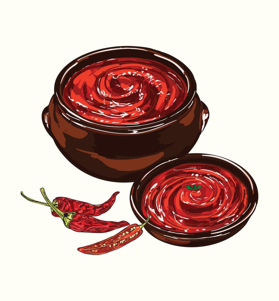 Gochujang Korean Chili Paste Illustration vector