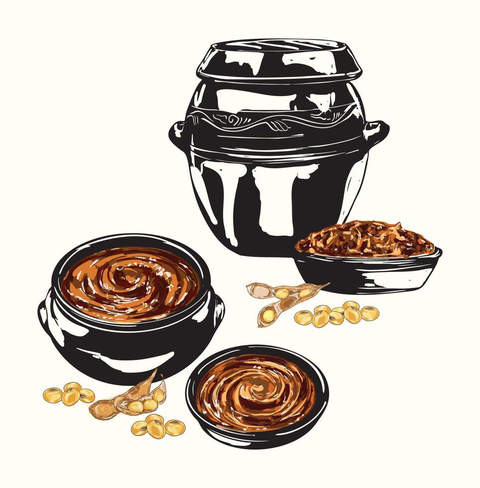 Traditional Korean Doenjang Paste Illustration vector