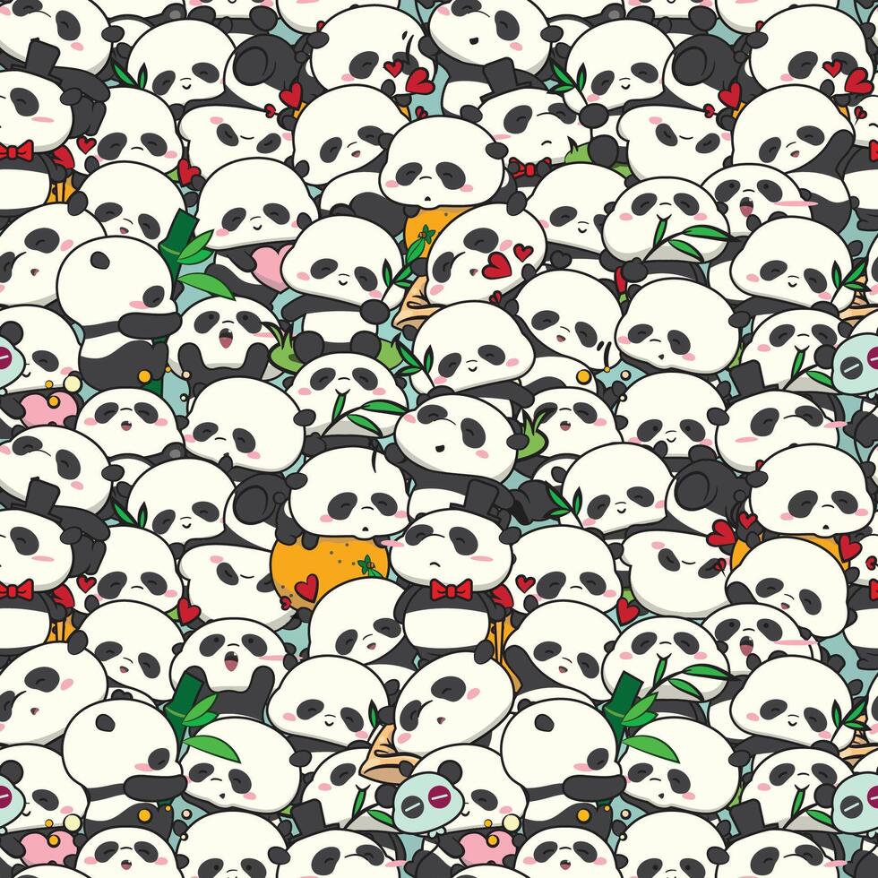 Pattern of cute baby pandas. Seamless pattern with cute baby pandas. vector