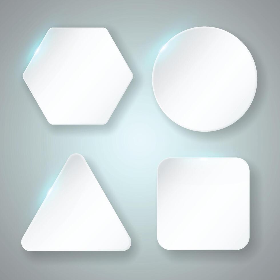 White banner design. Hexagonal, circle, triangle, square banner. vector