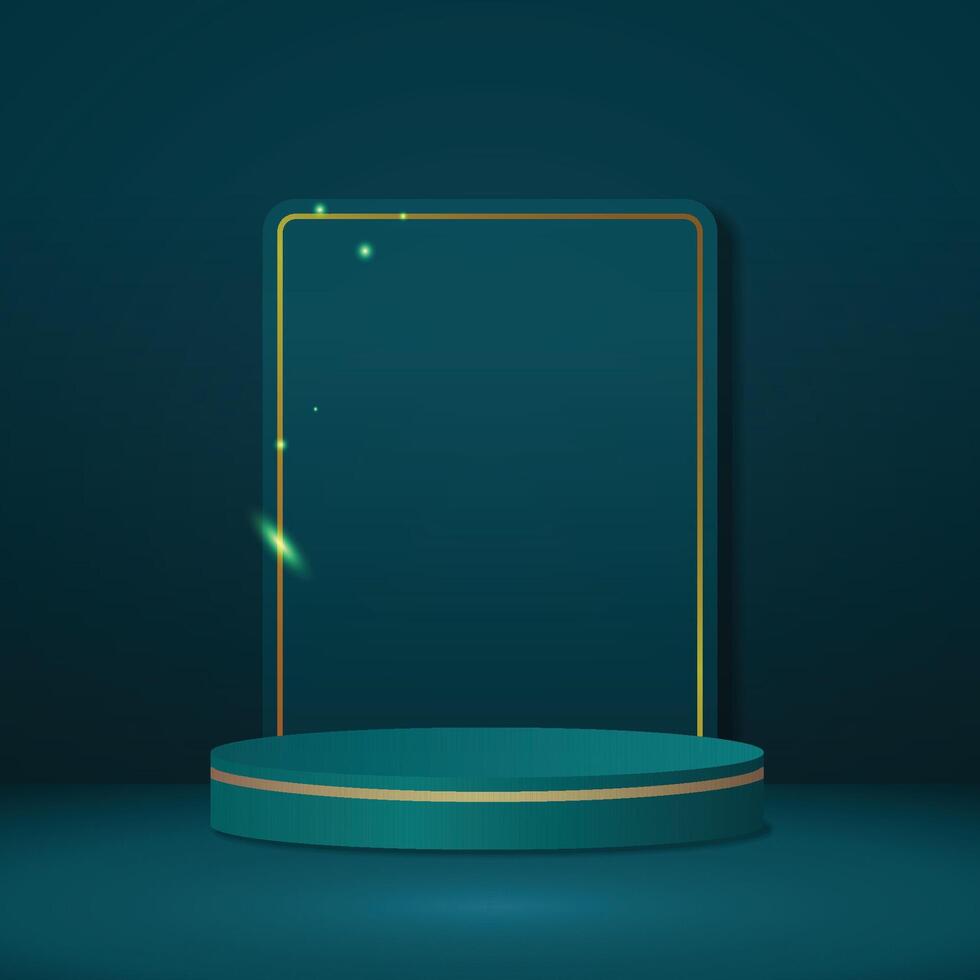 Empty blue square podium for your product. vector