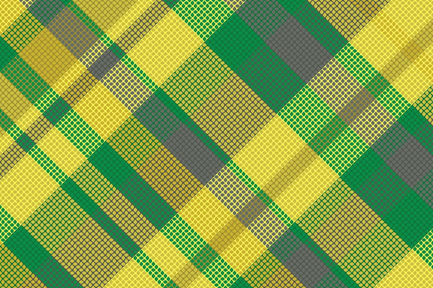 A green and yellow plaid fabric pattern vector