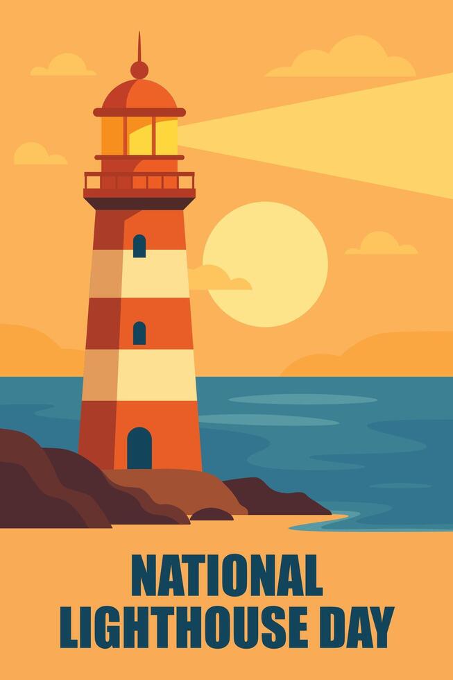 National lighthouse day illustration vector