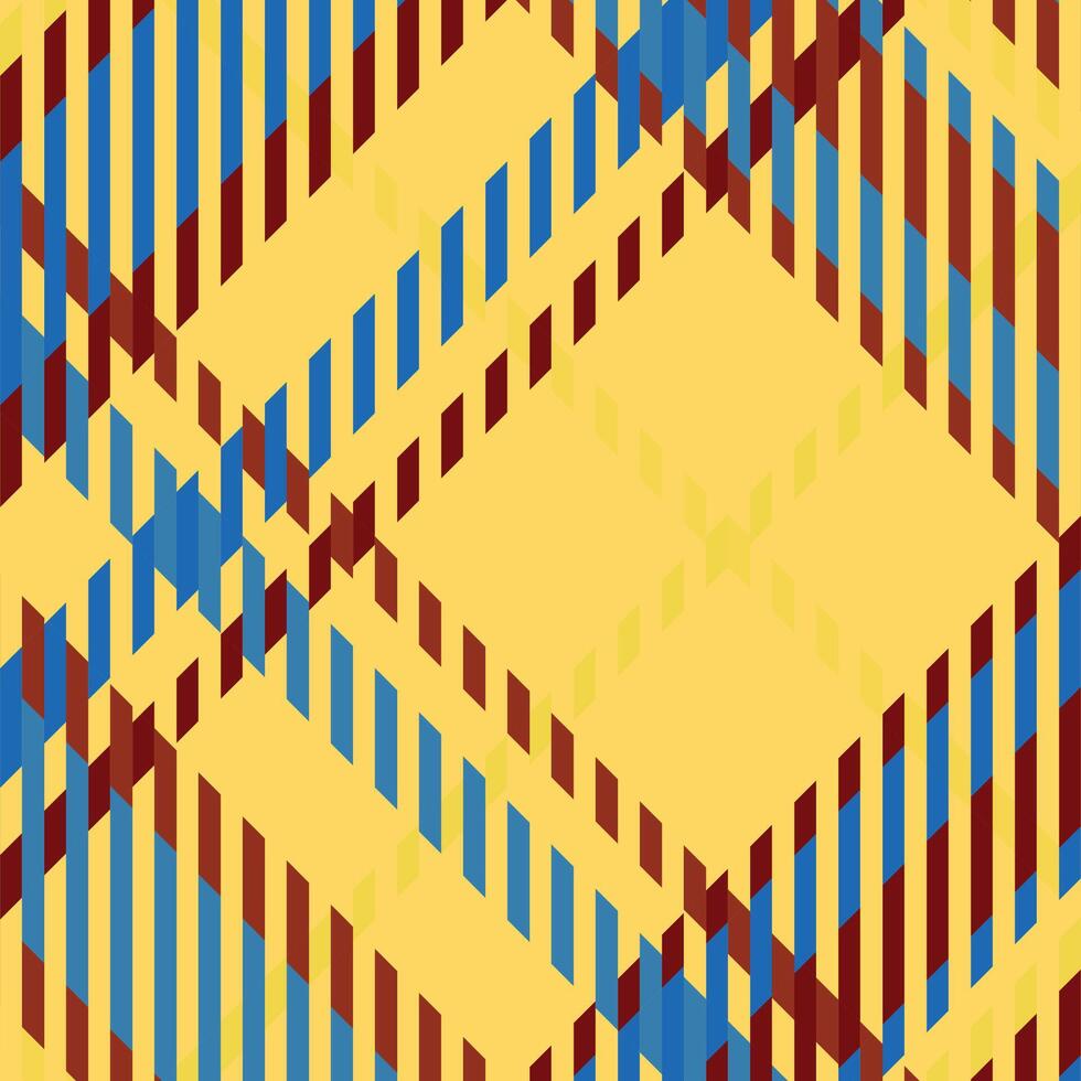 A yellow and blue plaid pattern with diagonal lines vector