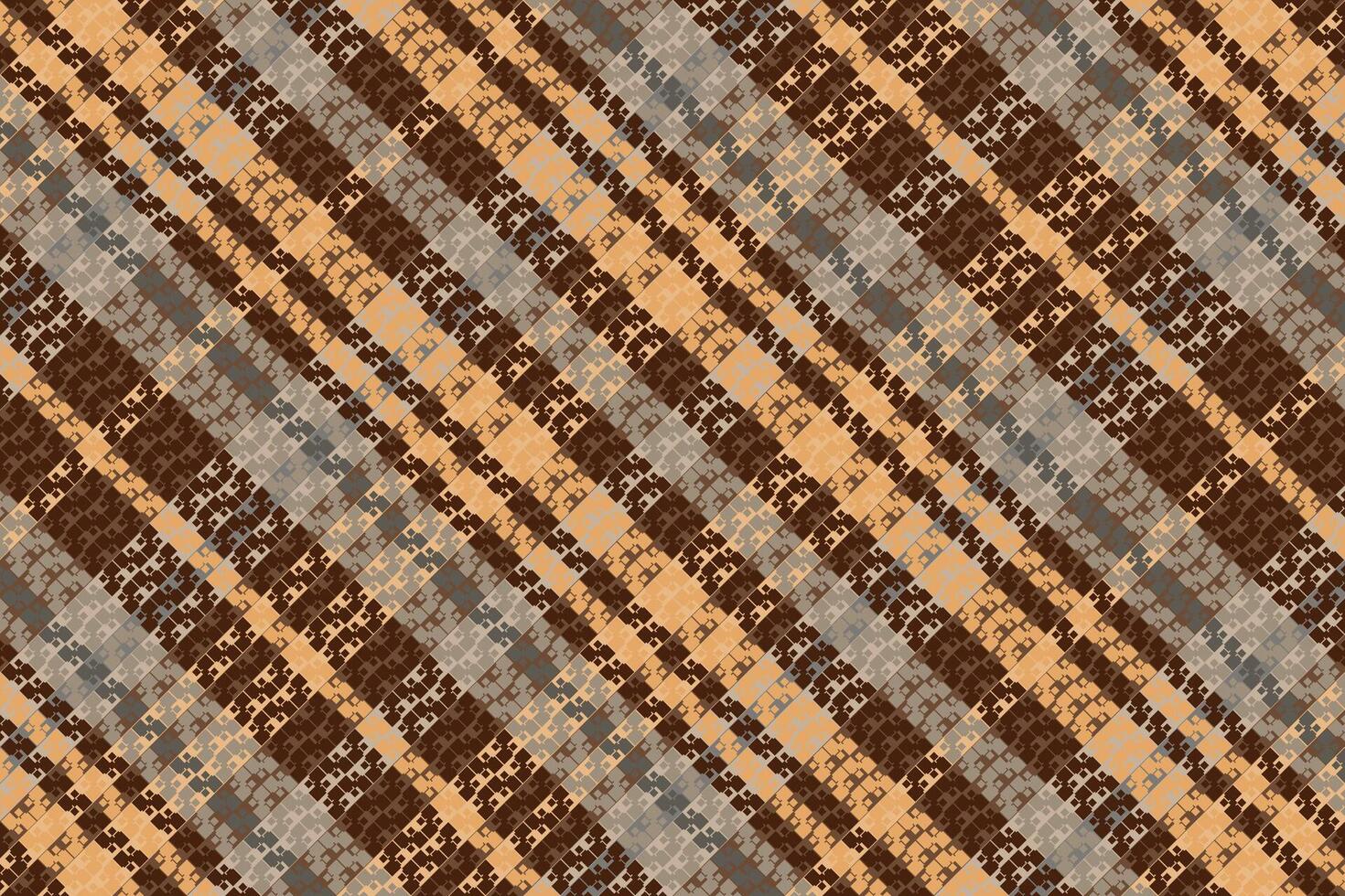 A brown and gray plaid fabric with diagonal stripes vector