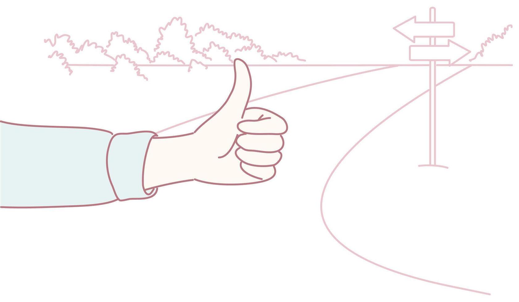 Hitchhiking Adventure Choosing the Right Path Forward Towards Exciting New Destinations vector