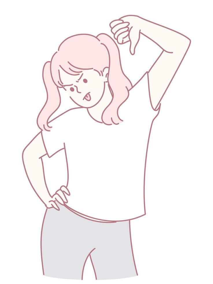A Colorful and Expressive Girl Displaying Disapproval While Wearing a Casual TShirt vector