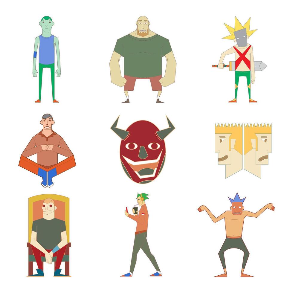 Collection of Male Character Illustrations with Different Styles vector