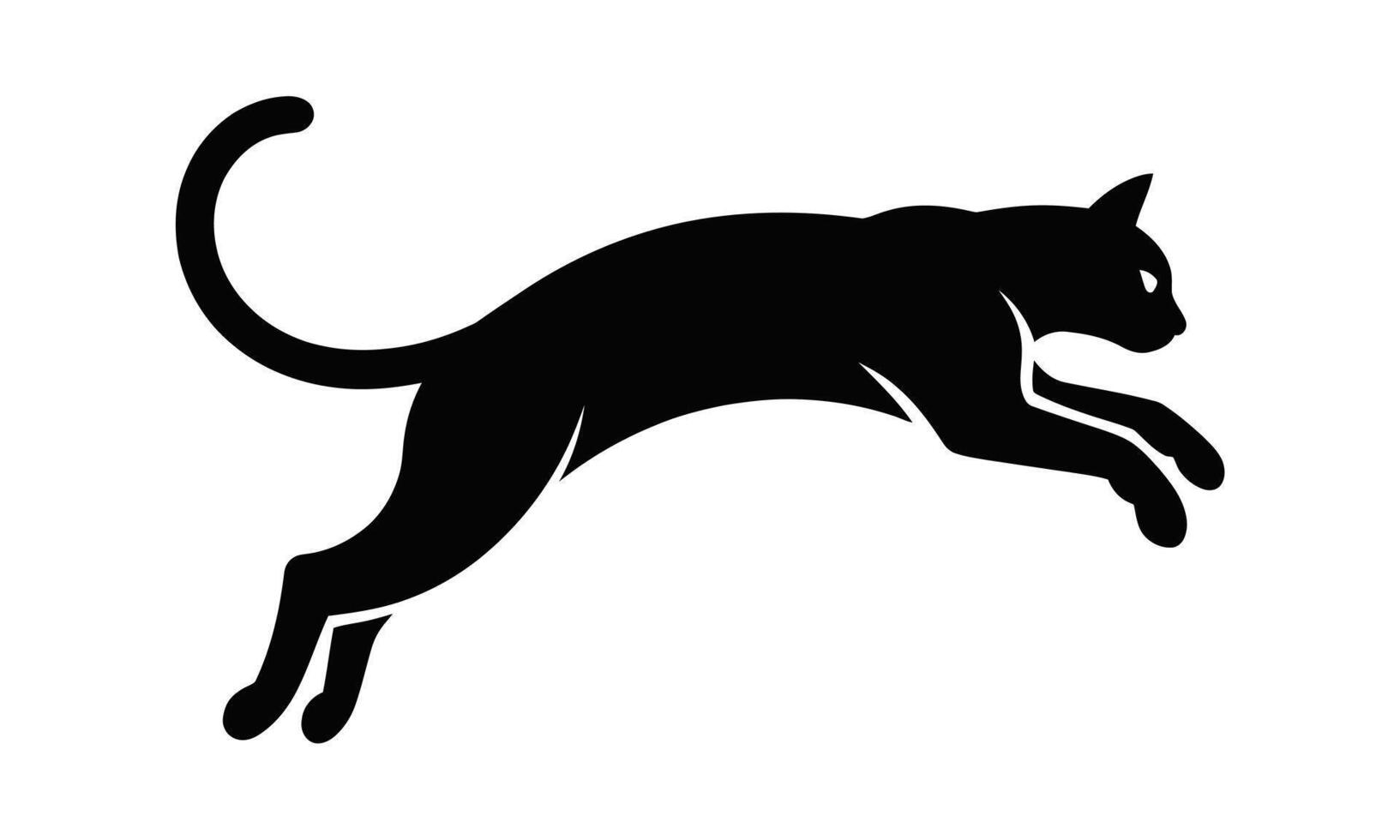 Stylized cat outline art silhouette vector