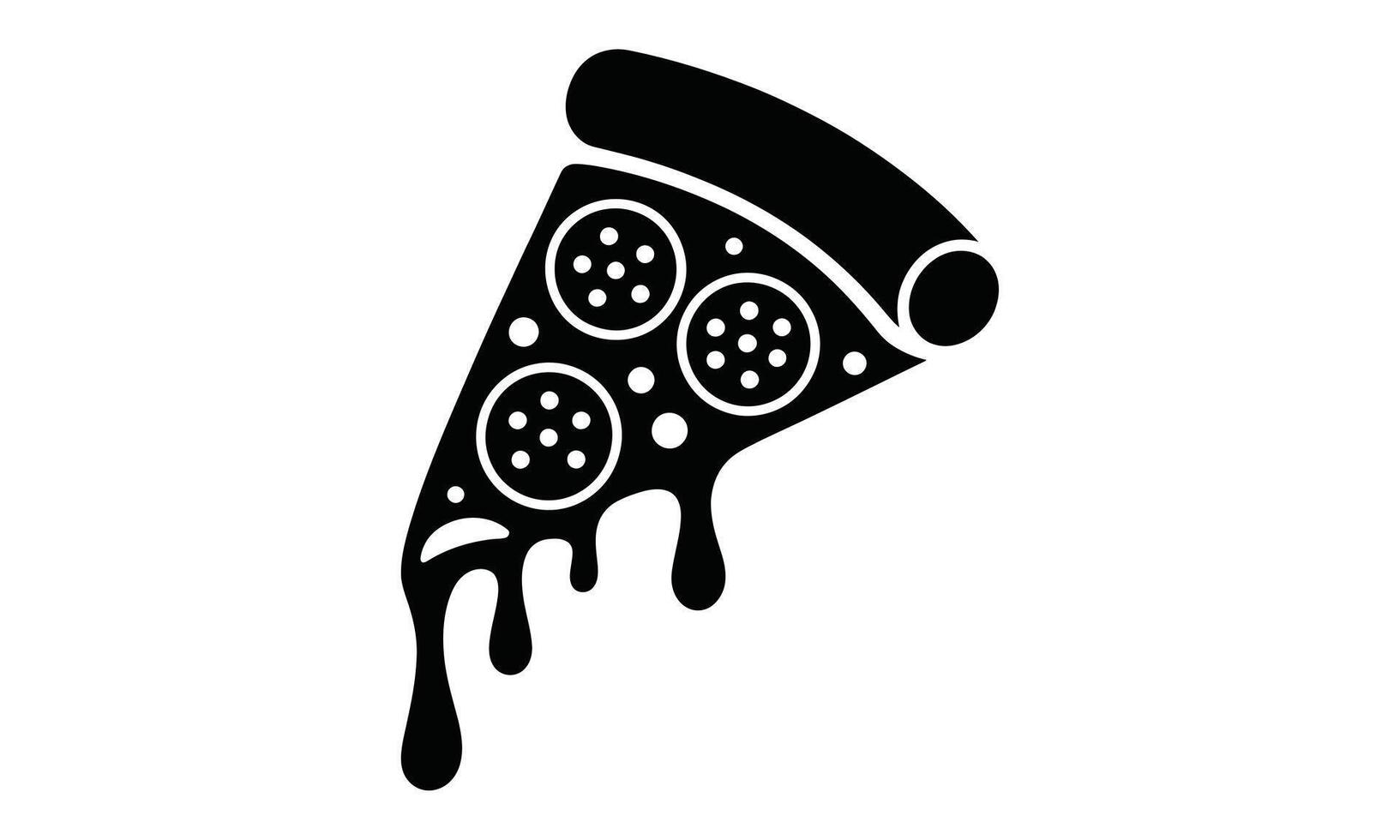 Delicious pizza slice silhouette design vector