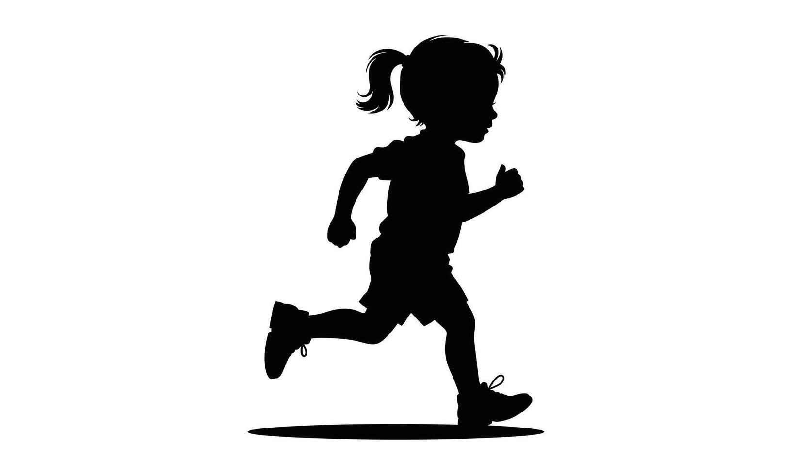 Children running joyfully together outdoors silhouette vector