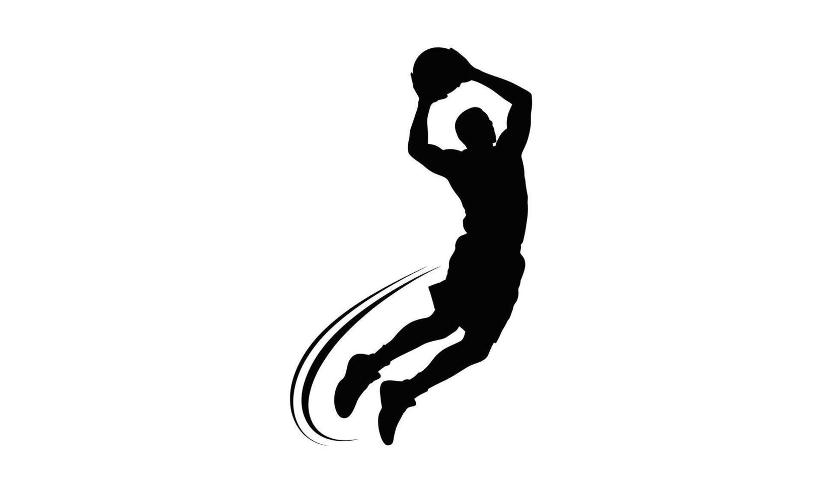 Dynamic basketball player jumping silhouette vector
