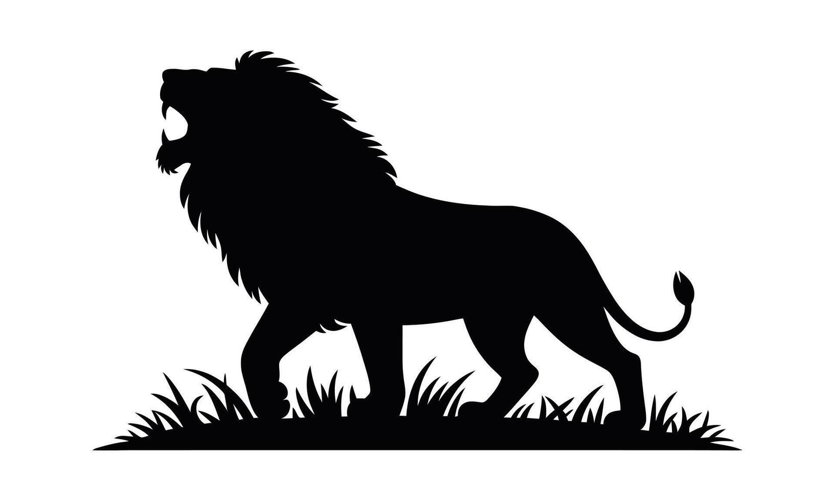 Majestic lion profile art silhouette vector