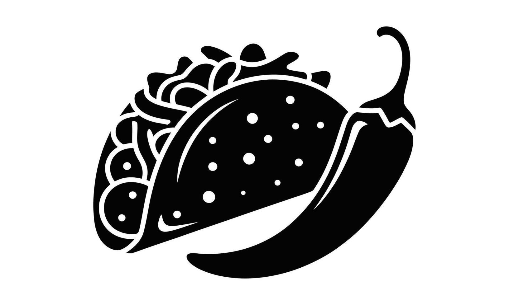 Taco and chili illustration silhouette vector