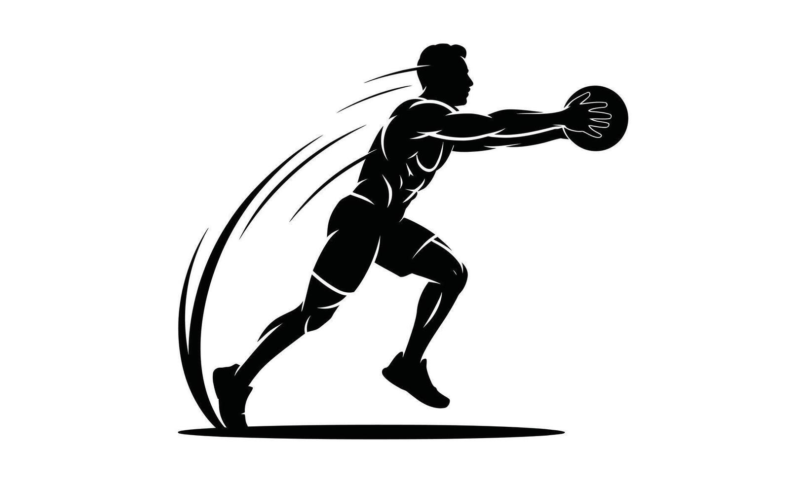 Dynamic handball player silhouette vector