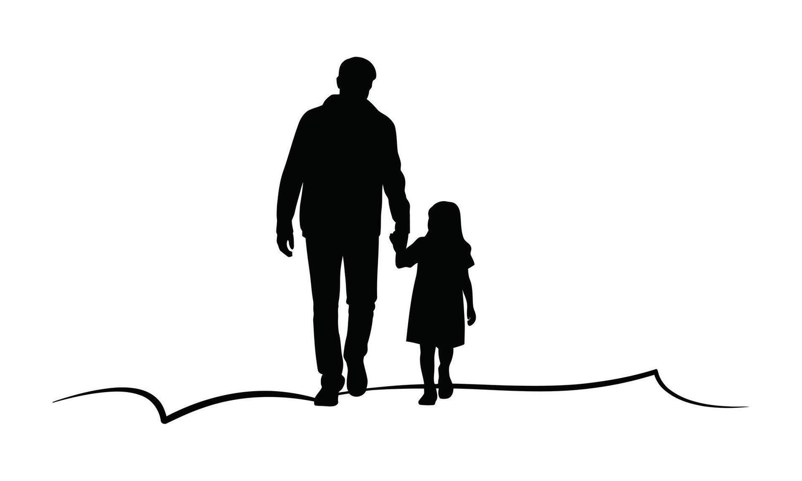 Family love parent child together silhouette vector