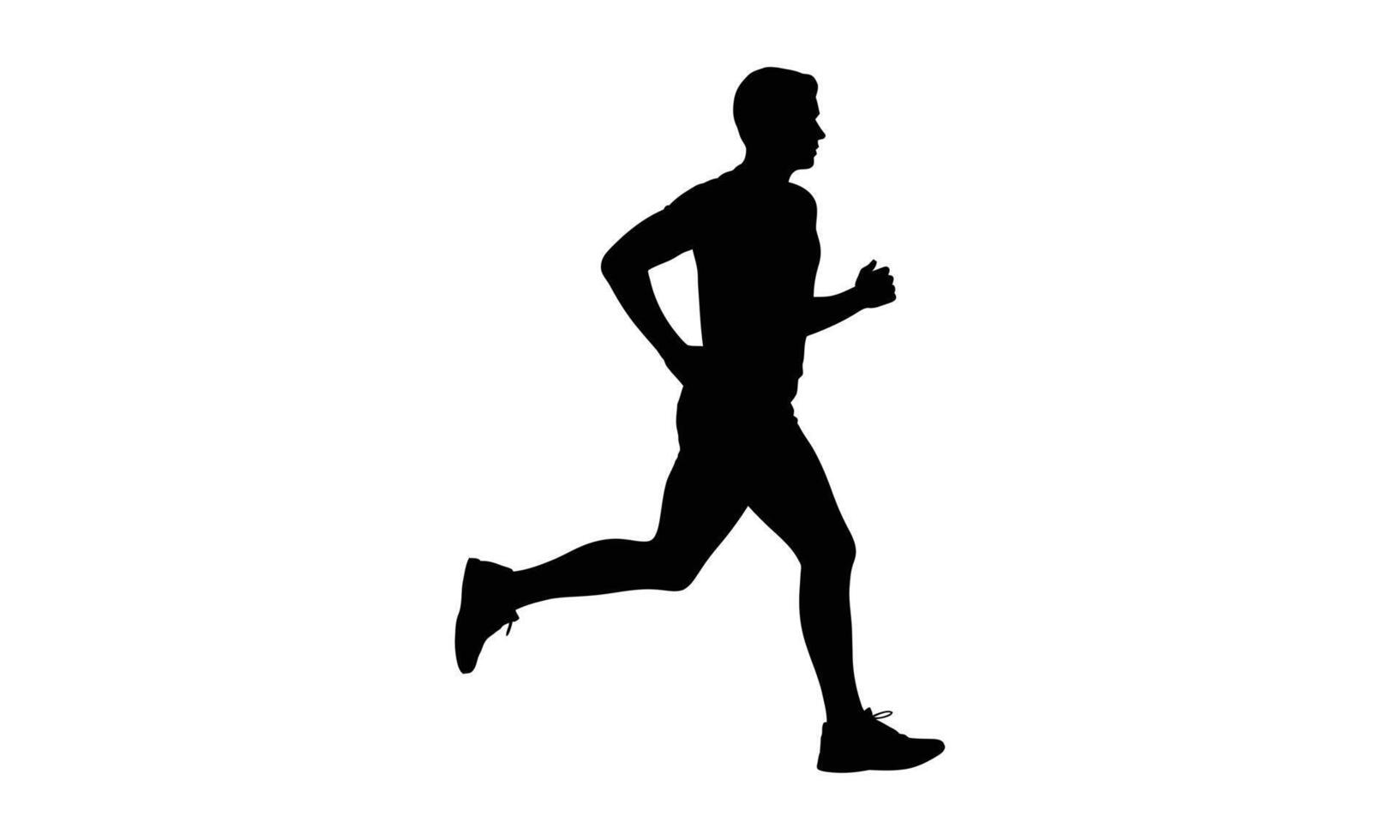 Man running outdoors athletic activity fitness silhouette vector