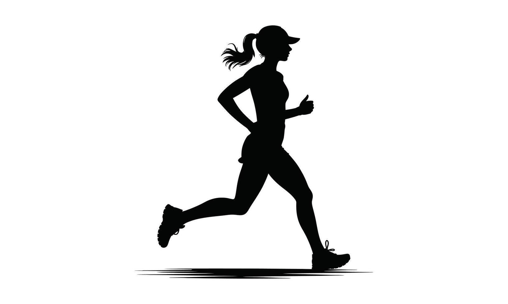 Athletic woman running fast motion silhouette design vector