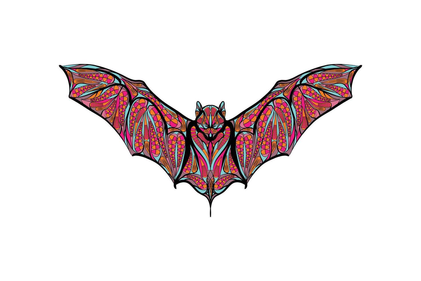 Ethnic Bat Illustration Tribal Style Design Isolated on White Background vector