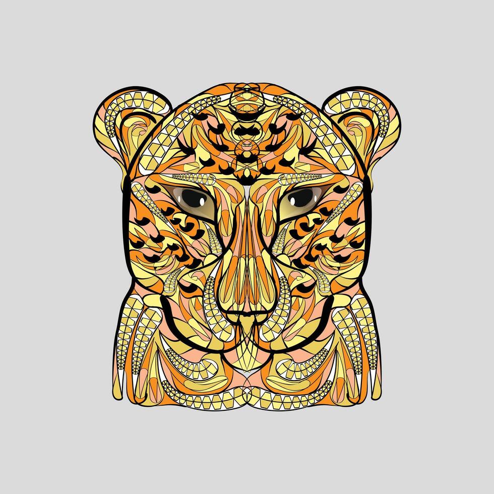 colorful ethnic leopard illustration hand drawn tribal decorative wild animal design on white background vector