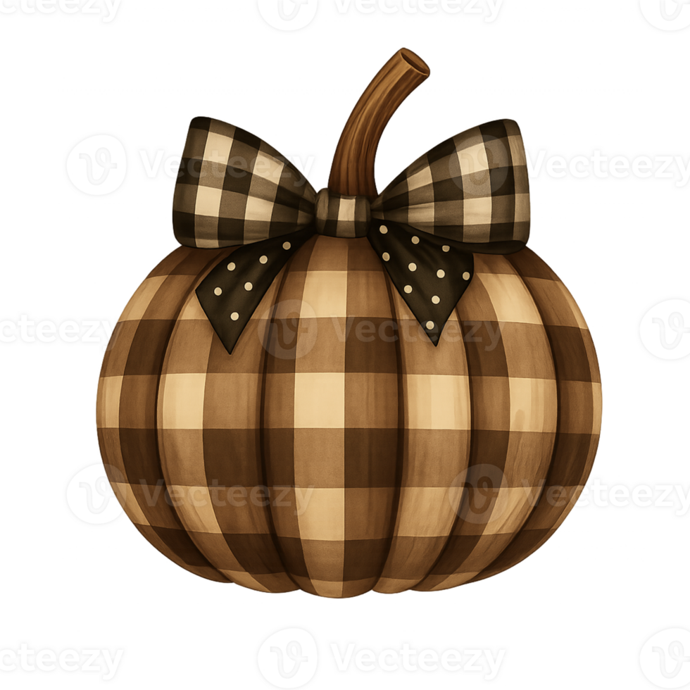 A plaid pumpkin with a bow on it png