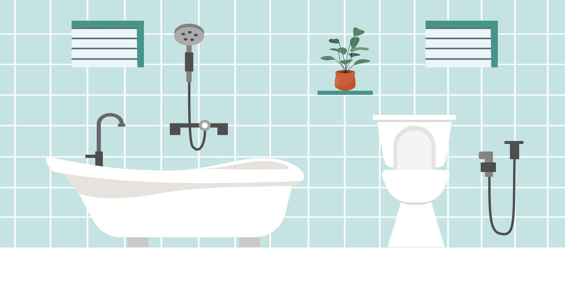 Modern bathroom with tub and toilet vector
