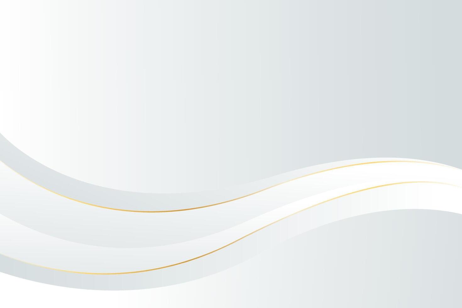 Simple white-grey wave background with gold lines vector