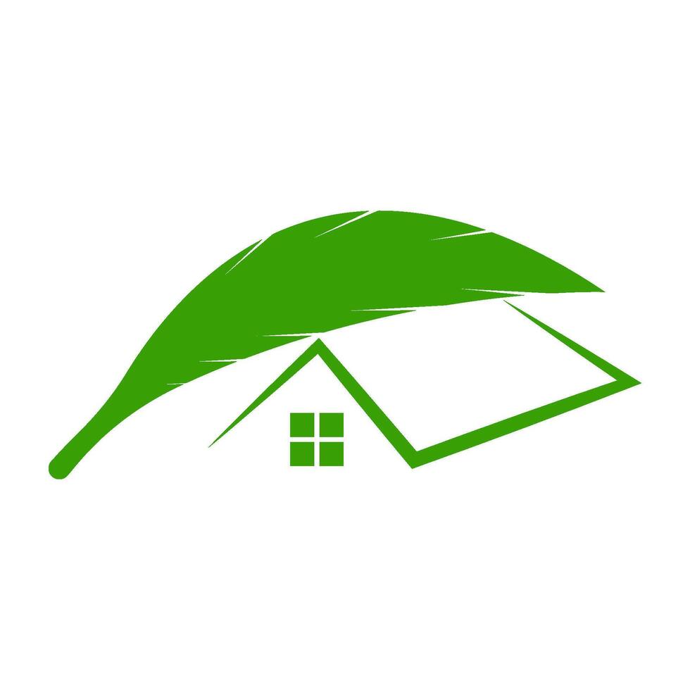 house shaded by coconut tree leaves vector