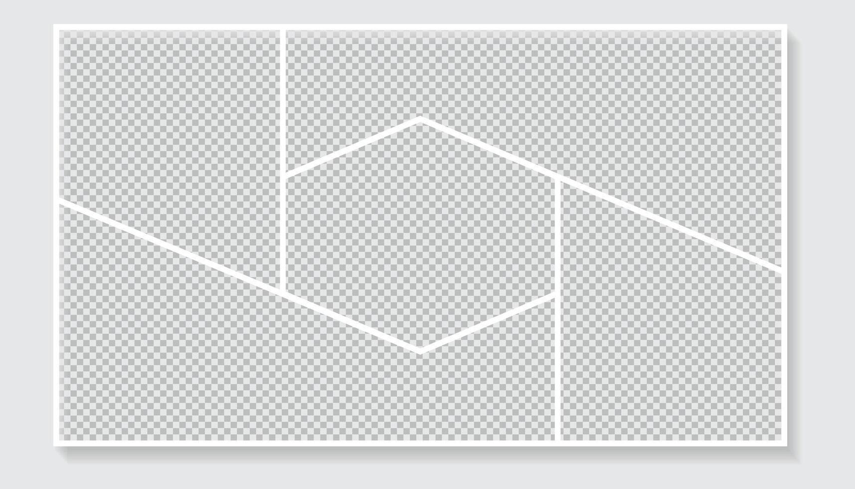 Photo Collage Hexagon Frame Effect Mockup. Template for branding, posters, invitations, nostalgic design, photo album, scrapbook vector