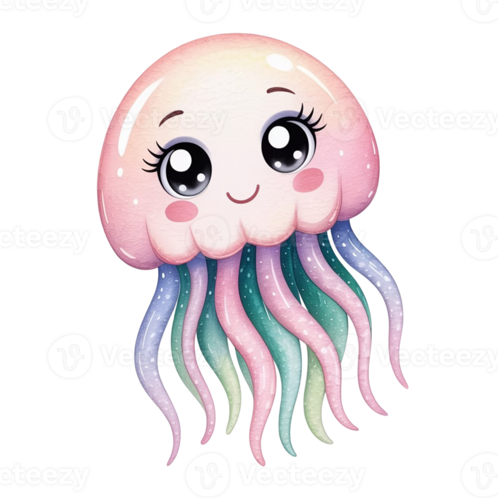 Cute jellyfish cartoon illustration png