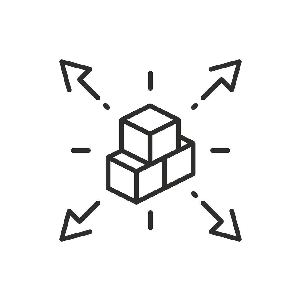 distribution icon, parcel delivery, logistics services, thin line symbol on white background - editable stroke illustration eps10 vector