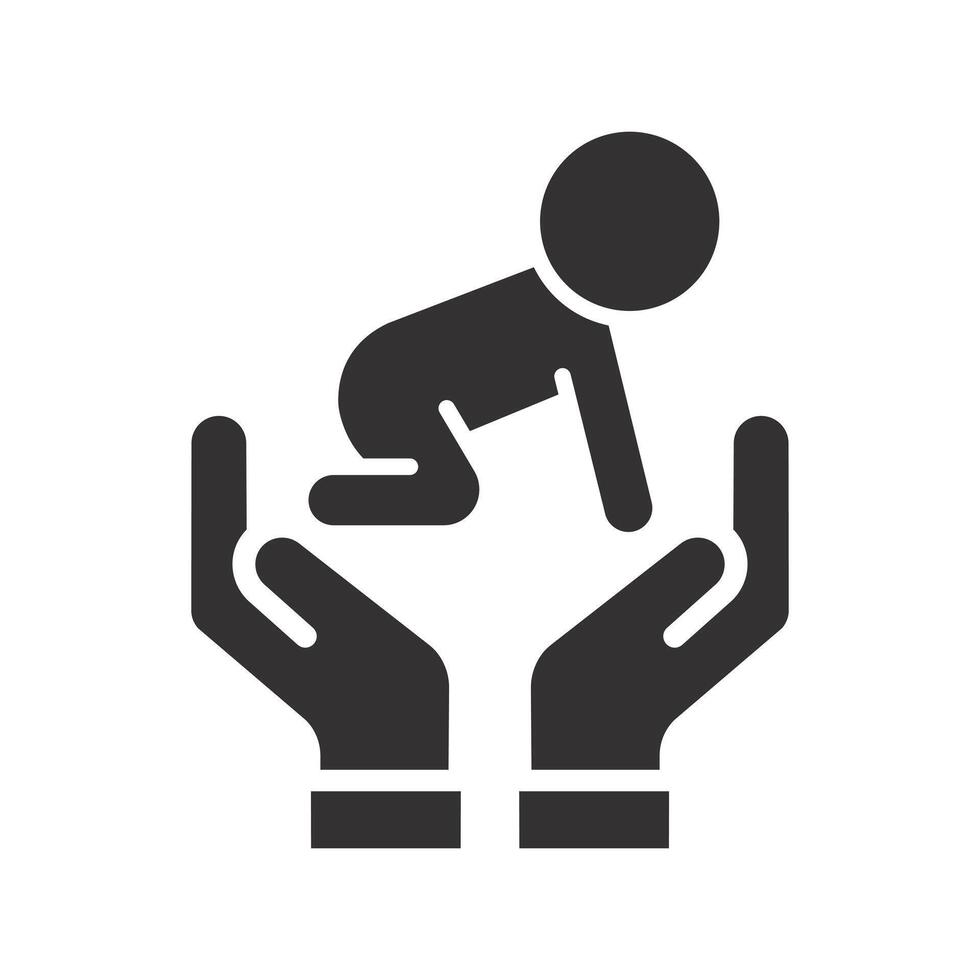 care and security for the child, children protection icon, baby logo, flat illustration vector