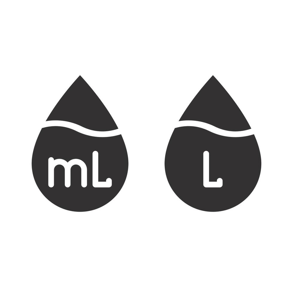 capacity water, liter icon, drop liquid, flat illustration vector
