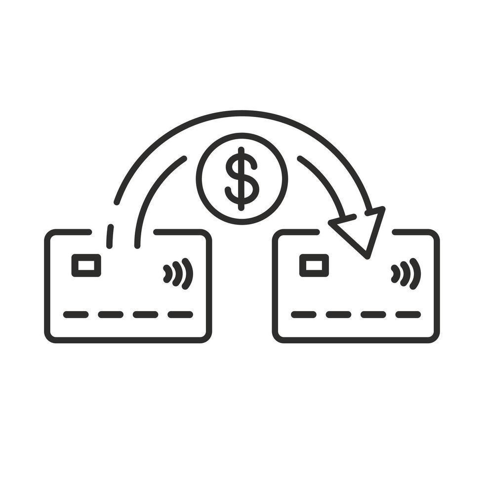 transfer money from card to card, icon, online financial transactions, thin line illustration vector