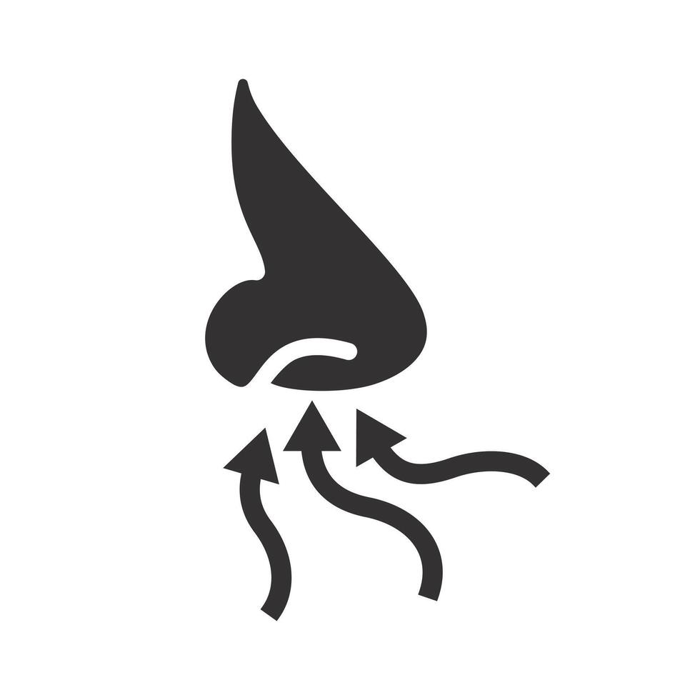 sense smell, nose icon, odour scent, flat illustration vector