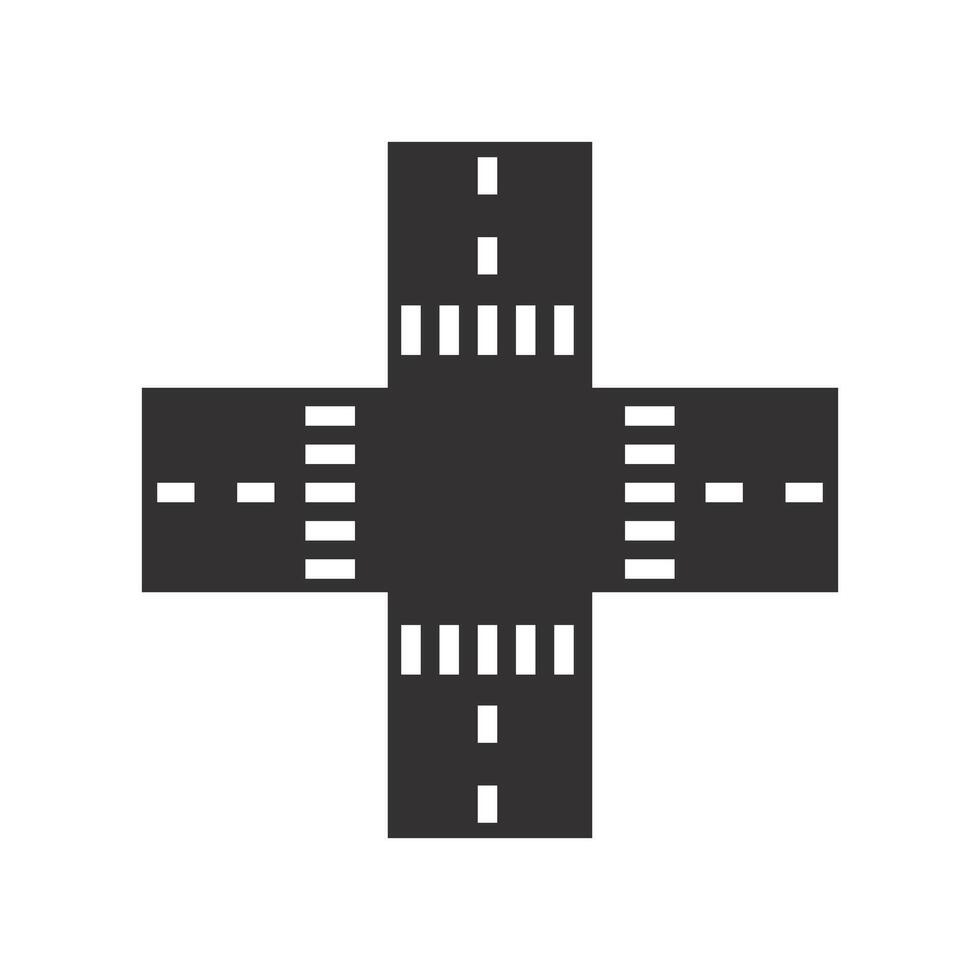 intersection road, crossroad icon, crosswalk, zebra, flat illustration vector