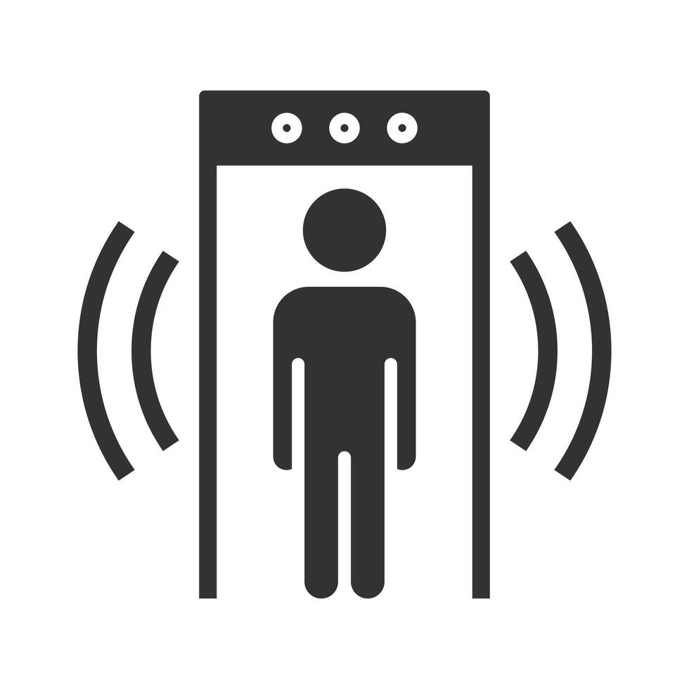 security check, detector metal icon, frisking man, flat illustration vector